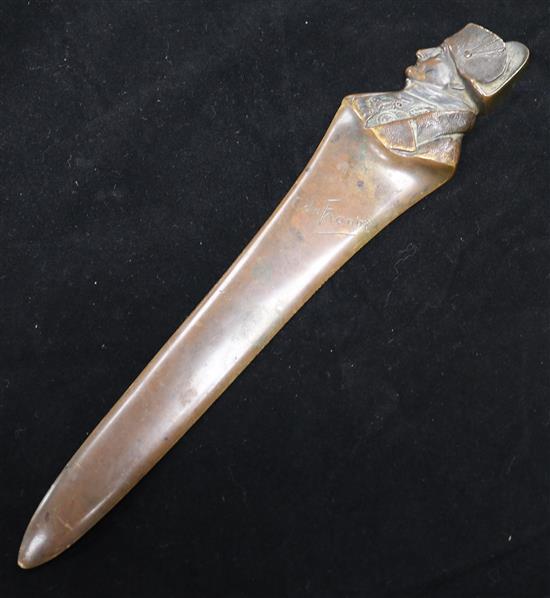 A signed bronze Napoleon paper knife